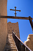 Low Angle View Of Stairs And A Cross At St Paul's Monastery, Red Sea, Egypt; Red Sea, Egypt