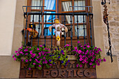 Detail Of Flowers And Scarecrow In Laguardia, Basque Country, Spain