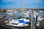 Coastal Village And Boats In The Marina At Watchet, Exmoor National Park, Somerset, Uk