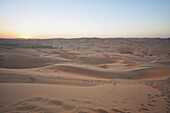 Vereinigte Arabische Emirate, Abu Dahbi, Leeres Viertel, Liwa Wüstendünen Sonnenuntergang