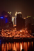 China, Sichuan, Skyline at night; Chongqing