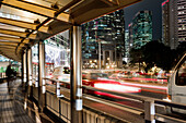 China, City at night in central district; Hong Kong