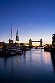 United Kingdom, View of Tower Bridge and Sahrd building; London