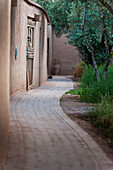 Morocco, Path running through grounds of Dar Ahlam Hotel; Skoura