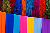 Morocco, Colorful cloth for sale; Marrakech