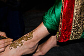 United Kingdom, England, Henna applied to foot; Esher