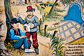 Gemälde von zwei Gauchos beim Mate trinken in La Boca, Buenos Aires, Argentinien