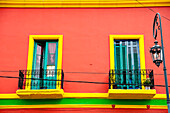 Bunte Balkone in Caminito, La Boca, Buenos Aires, Argentinien