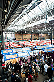 Stalls Inside Spitalfields Market In East London, London, Uk