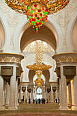 UAE, Main prayer hall inside Sheikh Zayed Grand Mosque; Abu Dhabi