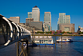 Uk, England, London, Canary Wharf, Offices; Hilton Hotel Ferry Pier