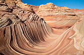 Die Wave Sandstein Felsformation, gelegen in Coyote Buttes North, Paria Canyon, Vermillion Cliffs Wilderness.