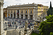 Square of Campidoglio on hill of Piazza Venezia, Roman Forum, designed by Michelangelo; Rome, Lazio, Italy