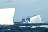 Tabular icebergs off the shore near Cape Disappointment.