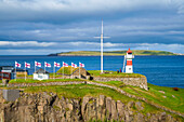 Skansin Fort and Lighthouse on the coast of Torshavn, the capital city of the autonomous Denmark Territory of the Faroe Islands on Streymoy Island; Faroe Islands