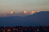 Kathmandu at sunrise and the Himal Ganesh.