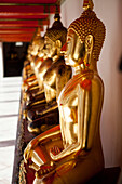 Buddha statues in the Wat Pho temple complex in Bangkok.