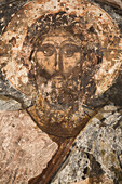 Nahaufnahme der Deckenfresken der Heiligen Apostel der Heiligen Orthodoxen Kirche in der Antiken Agora; Athen, Griechenland