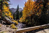 Wasser und Herbstfarben im Rocky Mountain National Park, Colorado, USA; Colorado, Vereinigte Staaten von Amerika