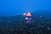 Expedition team members camp on top of Auyan Tepui.; Gran Sabana, Venezuela.