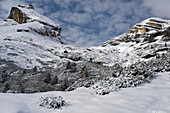 Berg Conturines-Spitze in den italienischen Dolomiten; Cortina d'Ampezzo, Dolomiten, Italien.