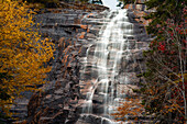 The 140 foot tall Arethusa Falls in the White Mountains of New Hampshire.; New Hampshire, USA.