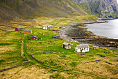 Buildings in the old fishing village of Vaeroya, Norway; Vaeroya, Lofoten Islands, Norway