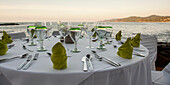 Table With Formal Place Settings Along The Water's Edge; Sayulita Mexico