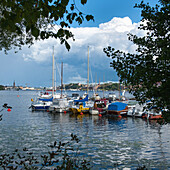 Boats Moored In The Harbour; Stockholm Sweden