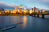 Sunrise Over The Willamette River And The Skyline Of Portland; Portland Oregon United States Of America