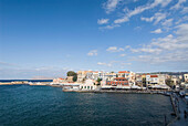 Greece, Crete, Hania, View of town from a 16th Century Venetian Harbor.