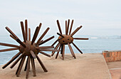 Two Metal Sculptures At The Water's Edge; Puerto Vallerta Mexico