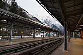 Eisenbahnschienen in einem Bahnhof; Chamonix-Mont-Blanc Rhone-Alpes Frankreich
