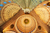 Low Angle View Of The Ornate Design On The Ceiling Of The Mosque Of The Valide Sultan; Istanbul Turkey