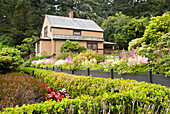 Old House And Flower Gardens; Oregon United States Of America