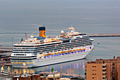 Cruise Ship Costa Serena In The Harbour; Malaga Malaga Province Costa Del Sol Andalusia Spain