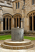 Round Water Fountain In A Courtyard; Oxford England