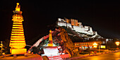 China, Xizang, Lhasa, Potala Palace at night