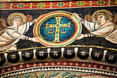 Italy, Emilia-Romagna, Ravenna, Mosaic of angels holding cross