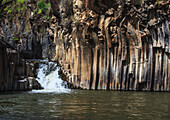 Israel, Tranquil scene of Columnar Basalt; Yehudiya Nature Reserve