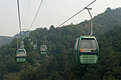 Aerial Tram Going Up To The Great Wall Of China; Beijing, China
