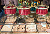 Food On Display In A Glass Case; Tibet, China