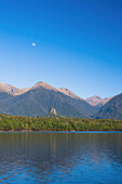 Mountains And Shoreline Of Lake Manapouri; New Zealand