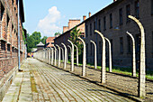 Weg zwischen Häftlingsblöcken im Konzentrationslager Auschwitz; Osweciem, Polen