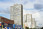 Apartmenthäuser entlang der Arbat Straße; Moskau, Russland