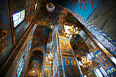 Innenmosaiken der Kirche des Erlösers auf vergossenem Blut; St. Petersburg, Russland