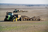Wheat Sowing, Two Tractors Pulling Seed Drills, Australia