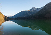 Landscape of Mountains Reflected in Lake in Autumn, Langbathsee, Austria