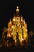 La Parroquia at Night, San Miguel de Allende, Mexico