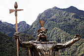 Statue von Pachacutec, Aguas Calientes, Provinz Urubamba, Region Cusco, Peru